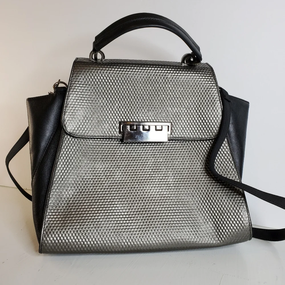 Zac Posen Black and Gunmetal Eartha Satchel